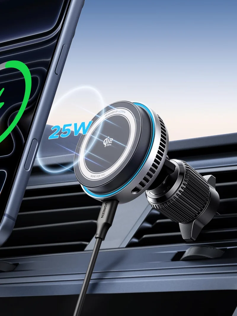 UGREEN Qi2.2 25W Wireless Car Charger Mount with Silent Cooling Fan (TEC)