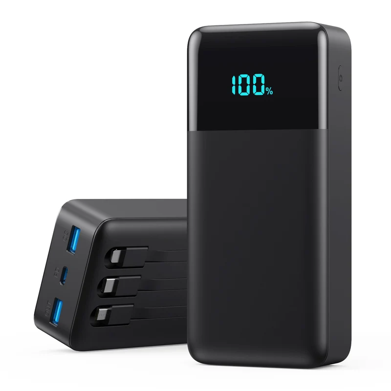 Portable Charger Power Bank 70800mAh,25W USB C Fast Charging Battery Pack with 3 Built in Cables & LED Display,6 Output 2 Input