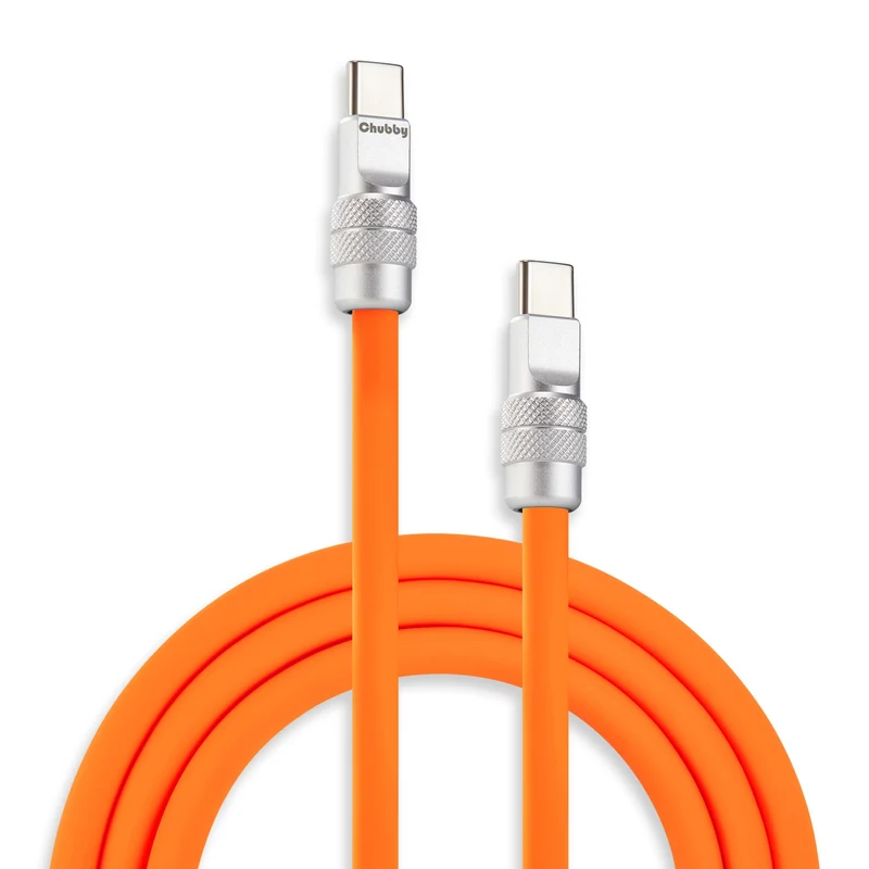 chubbycable USB C to C 240W Silicone Fast Charging Cable, Orange, 3.3FT