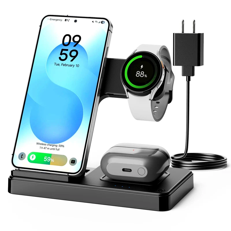 3in1 Charging Station for Samsung, Foldable Wireless Charger Stand