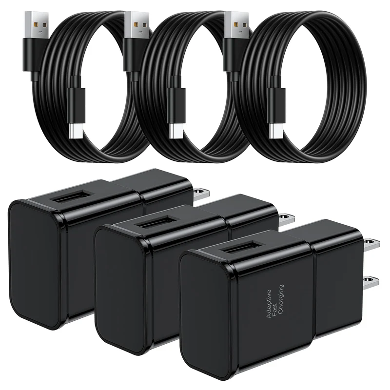 Samsung Charger, 3 Pack Type C Charger Fast Charging, Android Phone Wall Plug with 6FT Cable, USB C Charger Block for Samsung Ga
