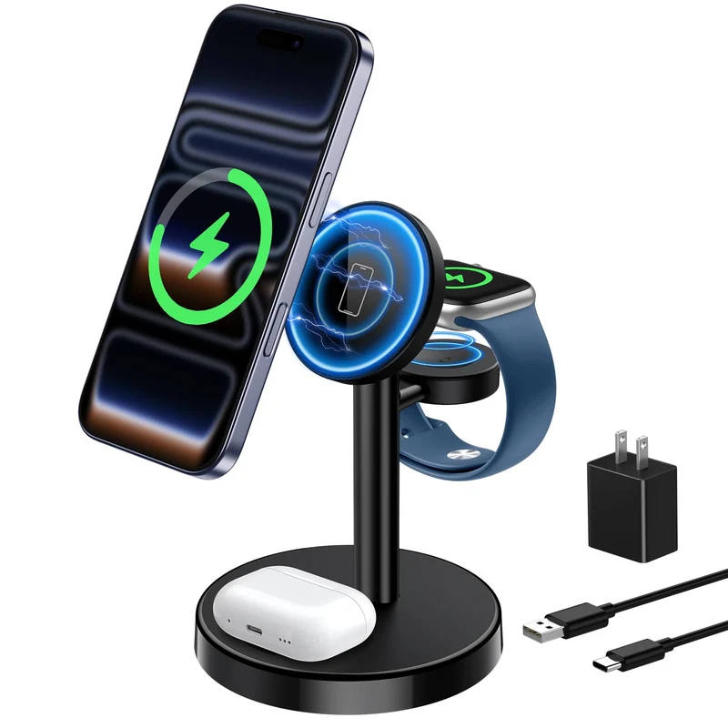 Aeinidi 3 in 1 Fast Wireless Charging Station for Apple MagSafe Charger
