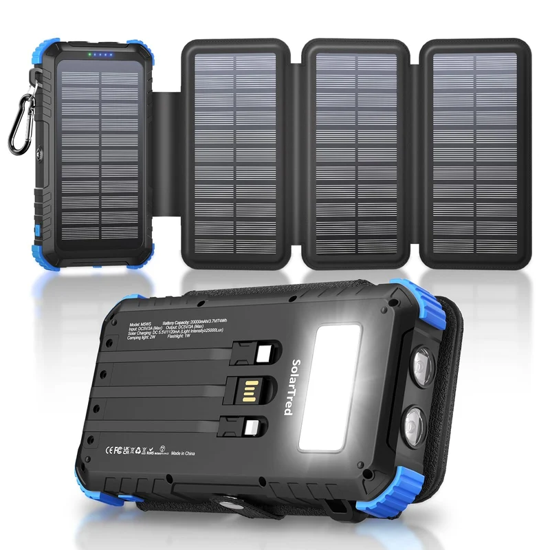 Solar Power Bank 20000mAh with 4 Panels