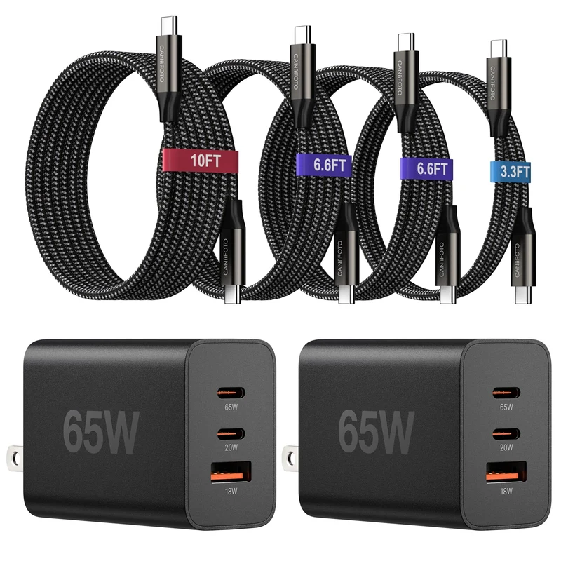 65W Super Fast Charger Type C, 3Port USB C Fast Charger PPS/PD/QC Block