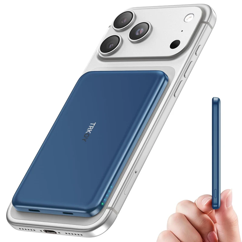 TRKOY for Magsafe Portable Charger, 5000mAh Magnetic Power Bank (Navy Blue)
