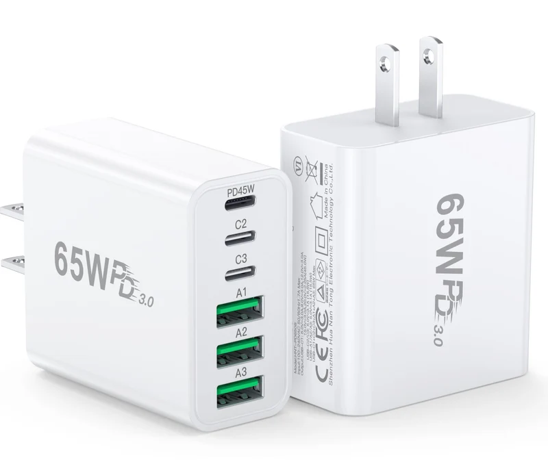 [2Pack] USB C Charger Block, 65W Type C Travel Multiport Wall Charger