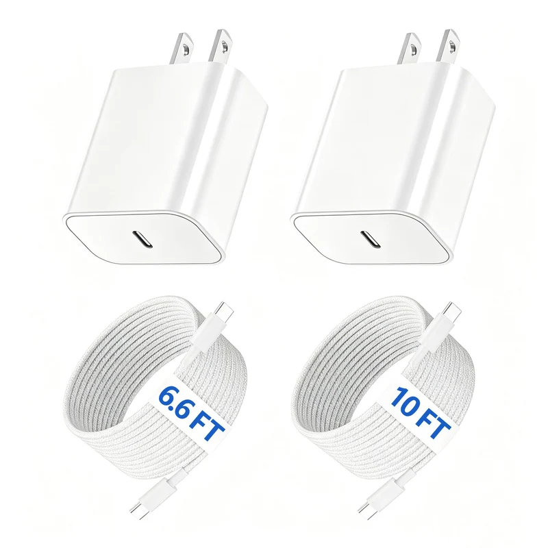 iPhone 17 16 Pro Charger Fast Charging 6.6/10ft Long Braided USB C to C Cord,2 Pack 20W PD Type C Chargers Fast Charging Cable f