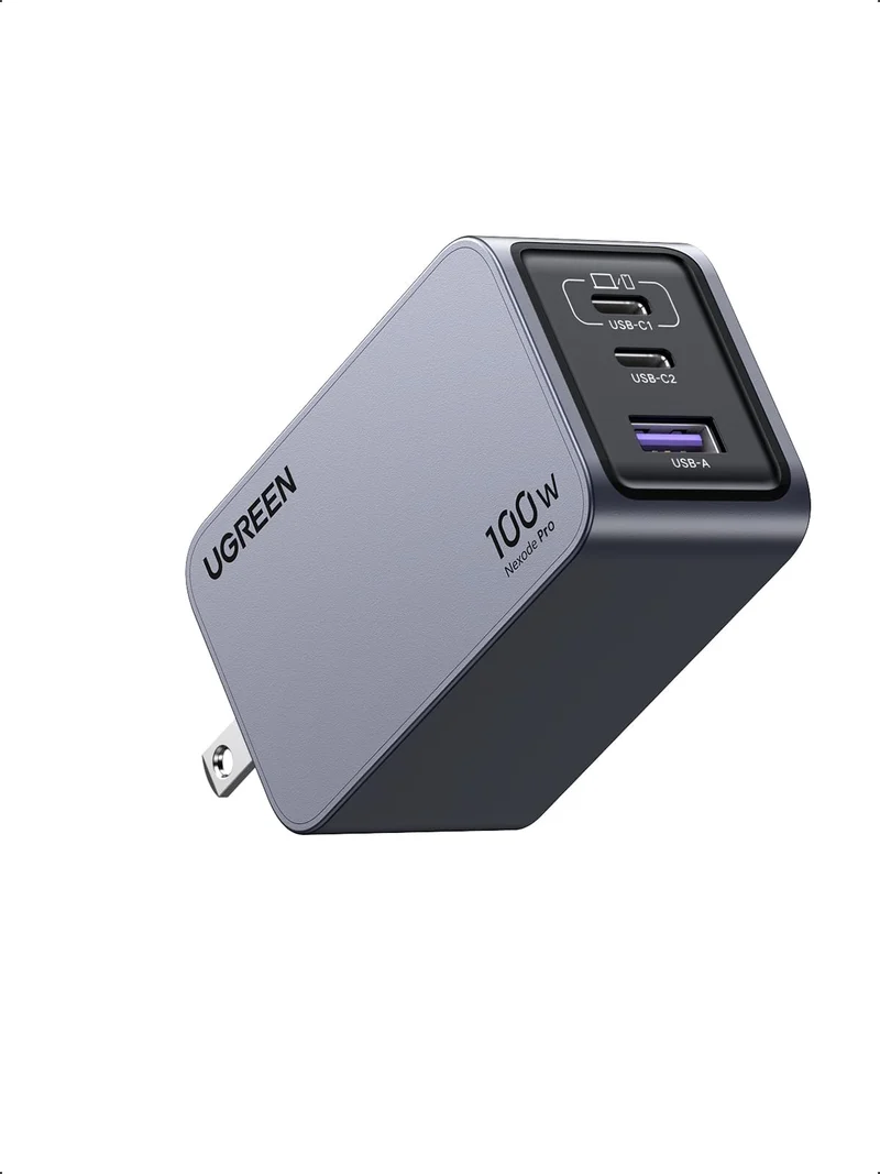 UGREEN Nexode Pro 100W GaN USB C Wall Charger, 3Port Compact Fast PPS Charger for MacBook Pro/Air, Pixelbook, iPad, iPhone 17/1