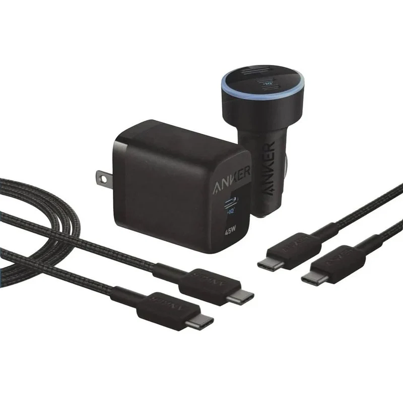 Anker 4in1 Charging Bundle with 45W PD Wall Charger, 67W 3Port Car Charger, and USBC to USBC 3ft and 6ft Cables