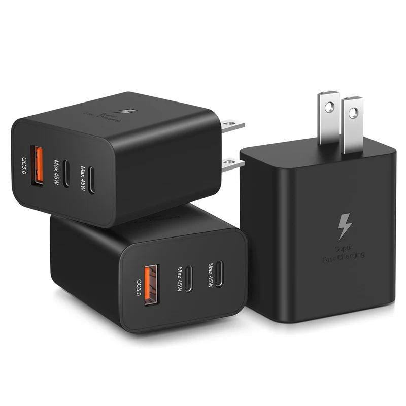 Dual 45W USB C Charger, Super Fast Charger Type C + USBA Multi Port