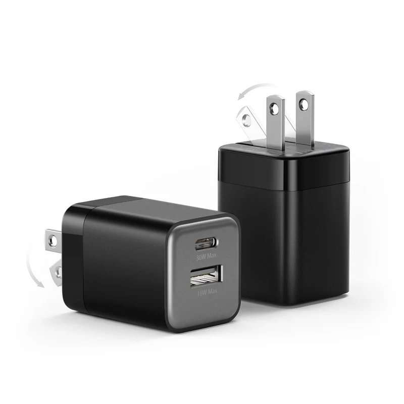 wegear 30W Fast Charger, Dual Port USB C Wall Charger with Foldable Plug