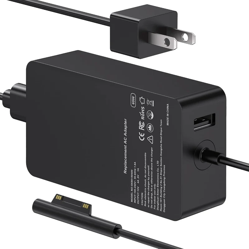 65W Surface Pro Charger for Microsoft Surface Pro 7/6/4/3/8/9/11/5