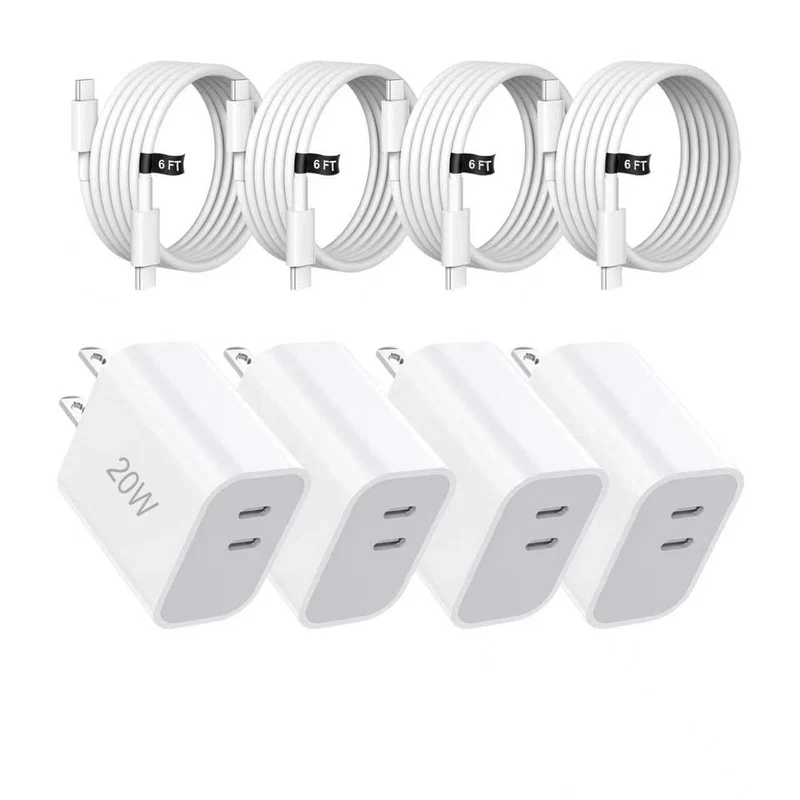 Dual Port USB C Charger Block Fast Charging with 6FT Fast Charging Cable for iPhone 17/16/15