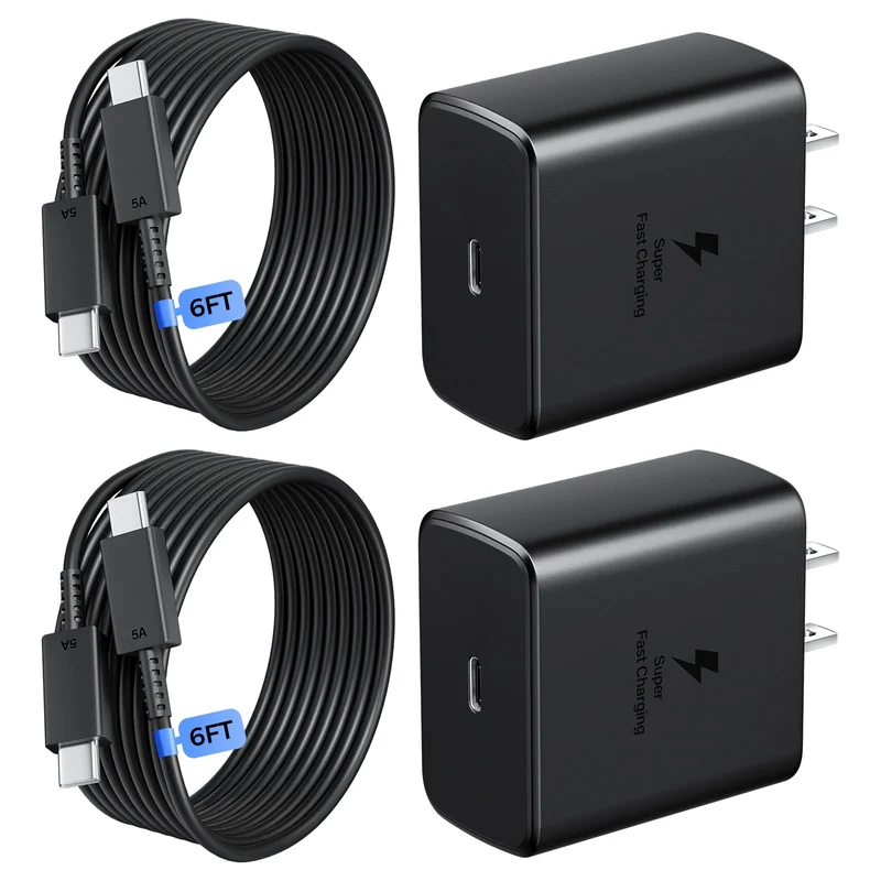 45W USB C Fast Charger 2Pack,Type C Fast Charging Block with 6Ft Cable