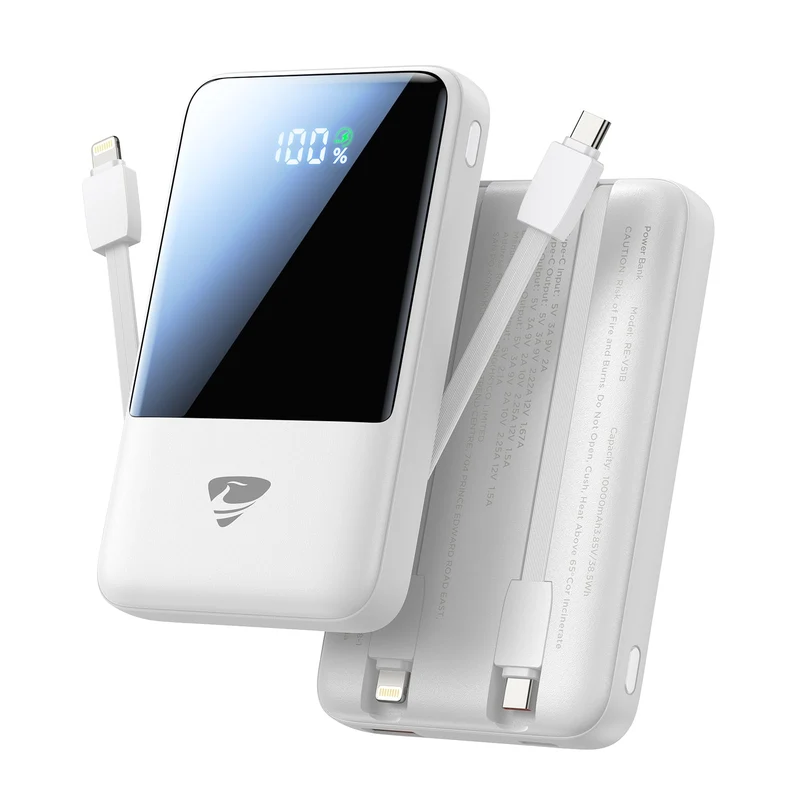 Aioneus Portable Charger, 10000mAh Power Bank 22.5W Fast Charging Portable Charger with Built in Cable Battery Pack USB C Travel