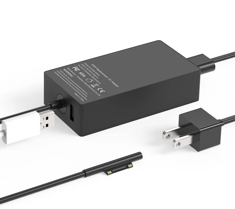 65W Charger Compatible with Microsoft Surface Pro 11, 10, 9, 8, 7+, 7, 6, 5, 4, 3, X, Surface Laptop 7/6/5/4/3/2/1, Surface Go 4