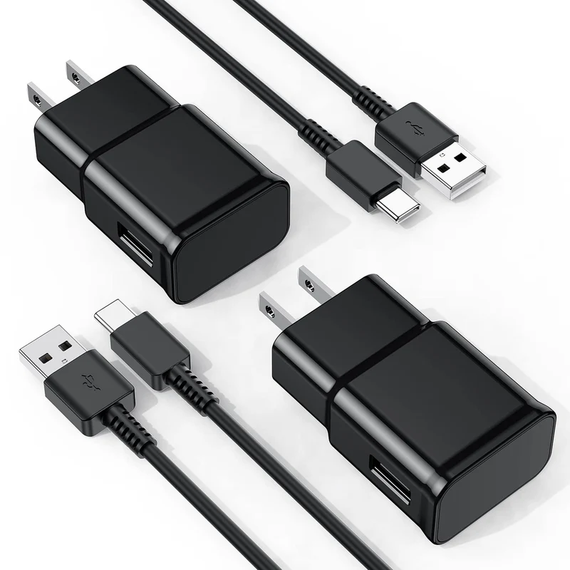 Samsung Galaxy S10/S9/S8 2 Pack Adaptive Charger with USBC Cable 6FT Black