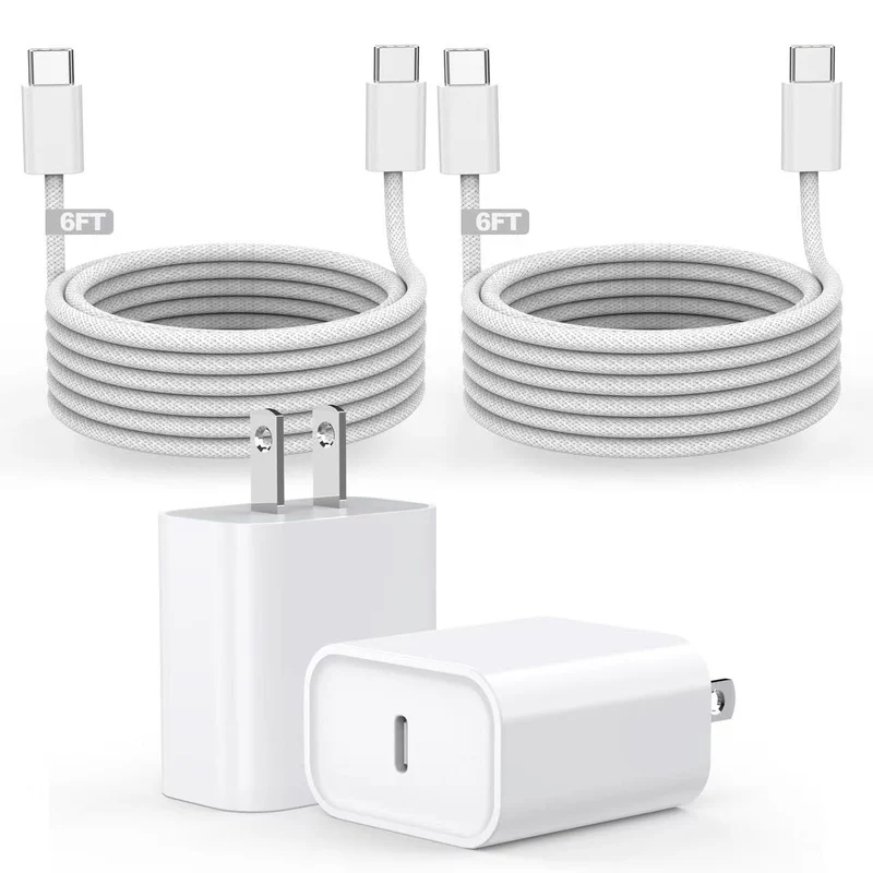 [Apple MFi Certified] iPhone Air/17 Charger,USB C Fast Charging 2Pack 20W Apple Charger Type C Block 6FT USB C to C Woven Cable