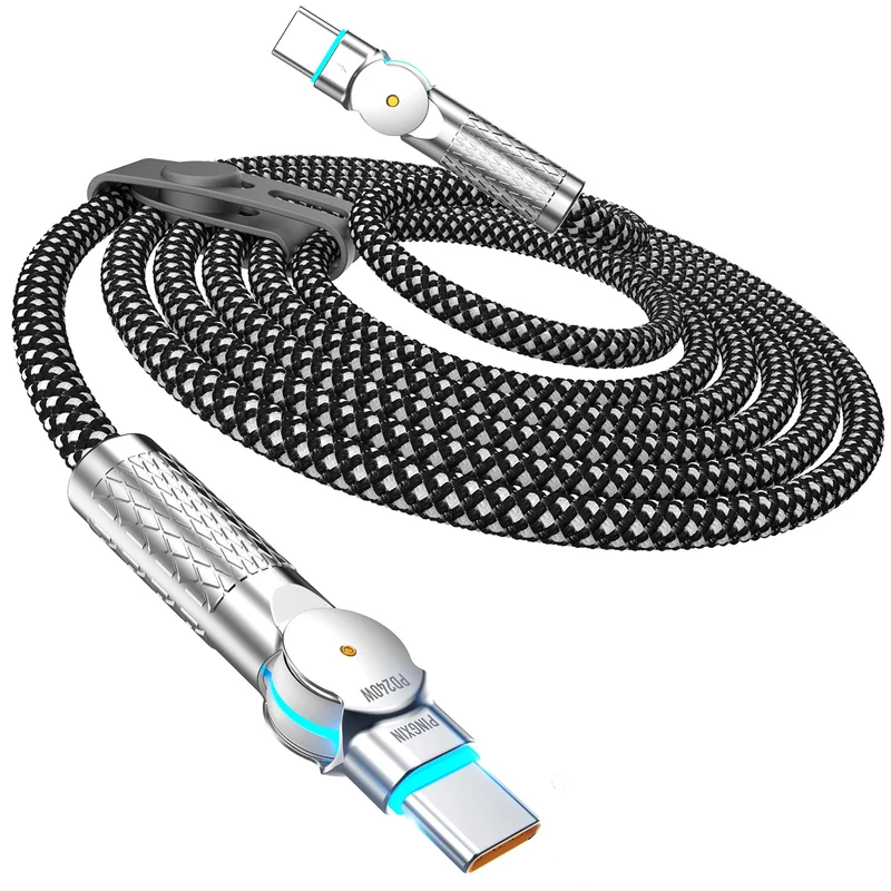 USB C to USB C Cable 6.6ft 240W, 180Rotating USB C Cable Braided Type C Charger Cable Fast Charge for iPhone 16/16Pro/16Plus/16P
