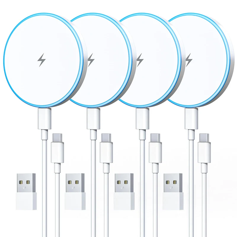 4 Pack MagSafe Charger, 6FT 15W Magnetic Wireless Charger Fast Charging Pad