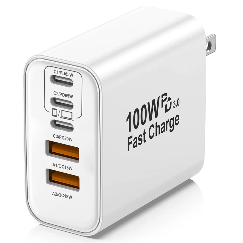 100W USB C Charger Block,5Port Super Fast Charging for iPhone Laptop iPad