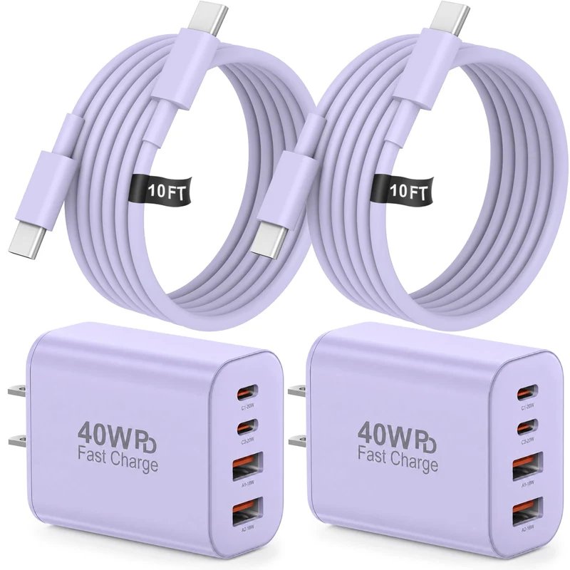 USB C Charger 10FT iPhone 17 16 15 Charger Fast Charging Multiport Power