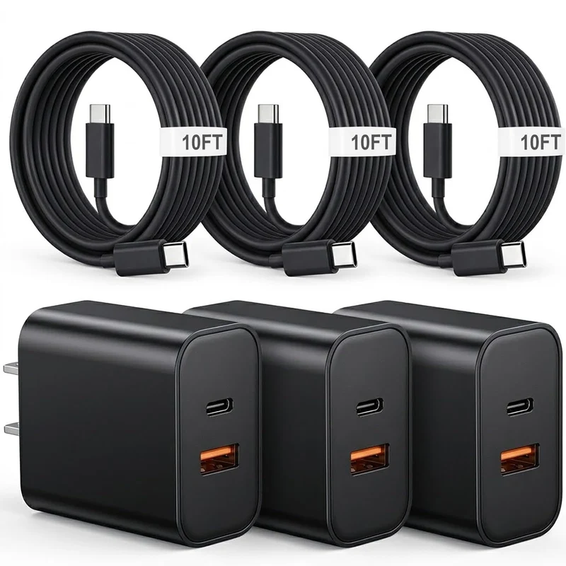 iPhone 17 16 15 Charger Fast Charging Type C Charger USB C Chargers Black