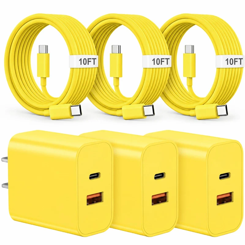 iPhone 17 16 15 Charger Fast Charging Type C Charger USB C Chargers Yellow