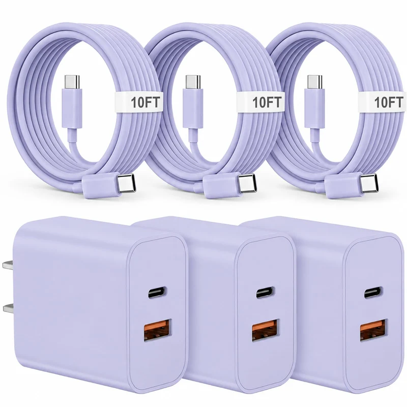 iPhone 17 16 15 Charger Fast Charging Type C Charger USB C Chargers Purple