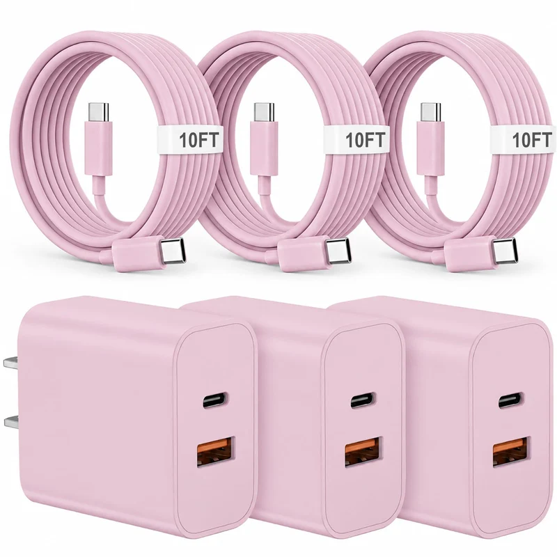 iPhone 17 16 15 Charger Fast Charging Type C Charger USB C Chargers Pink