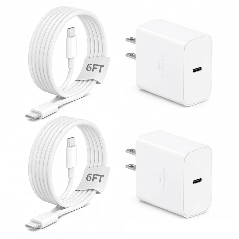 60W USB C Charger with 6 Foot Type C Fast Charging Cable for Samsung iPhone