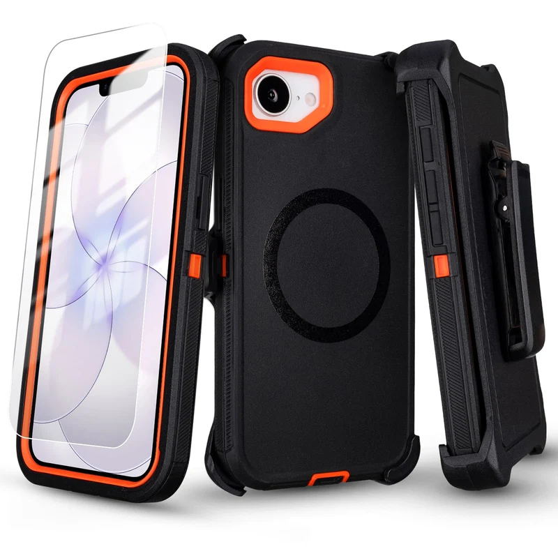 for iPhone 17e Magnetic Case with Belt Clip + Screen Protector Included