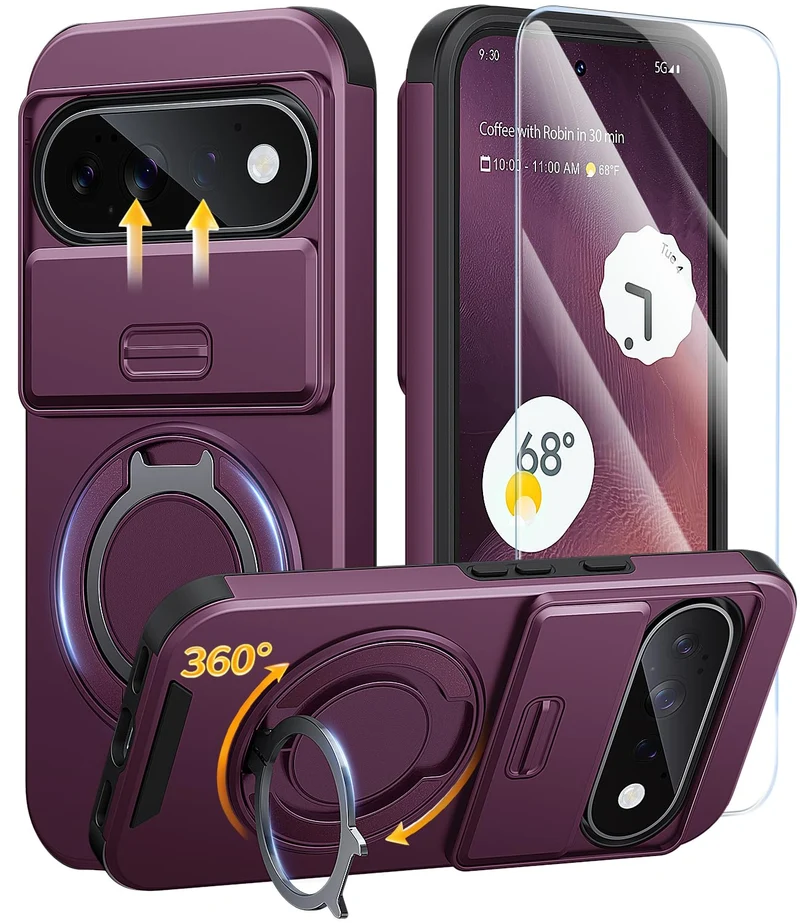 JAME for Google Pixel 10/10 Pro/11/11 Pro Case, Stand & Slide Camera Cover