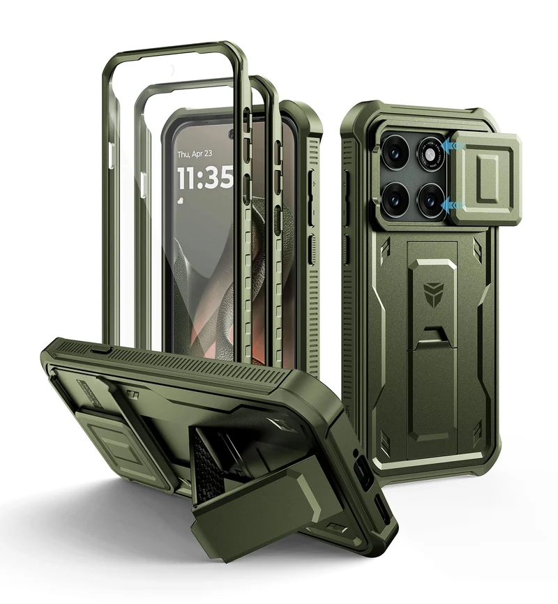 Dexnor for Motorola Moto Edge 2026 Case, [2 Front Frame] [Builtin Magnetic Slide Camera Cover & Kickstand] Heavy Duty Protectio
