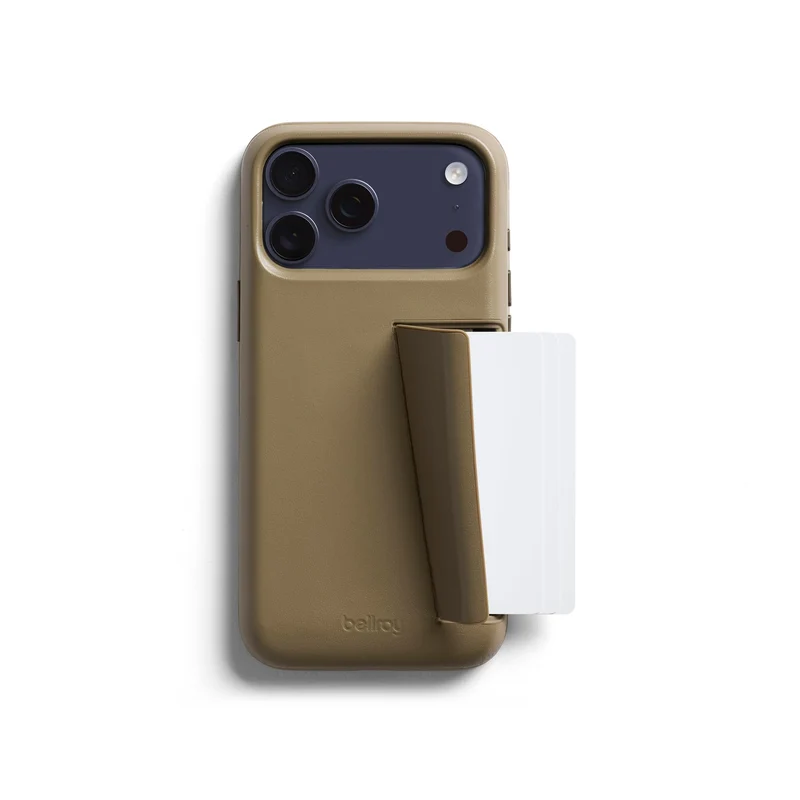 Bellroy Phone Case 3 Card for iPhone 17 Pro Max (Leather iPhone case, Phone Wallet) Khaki