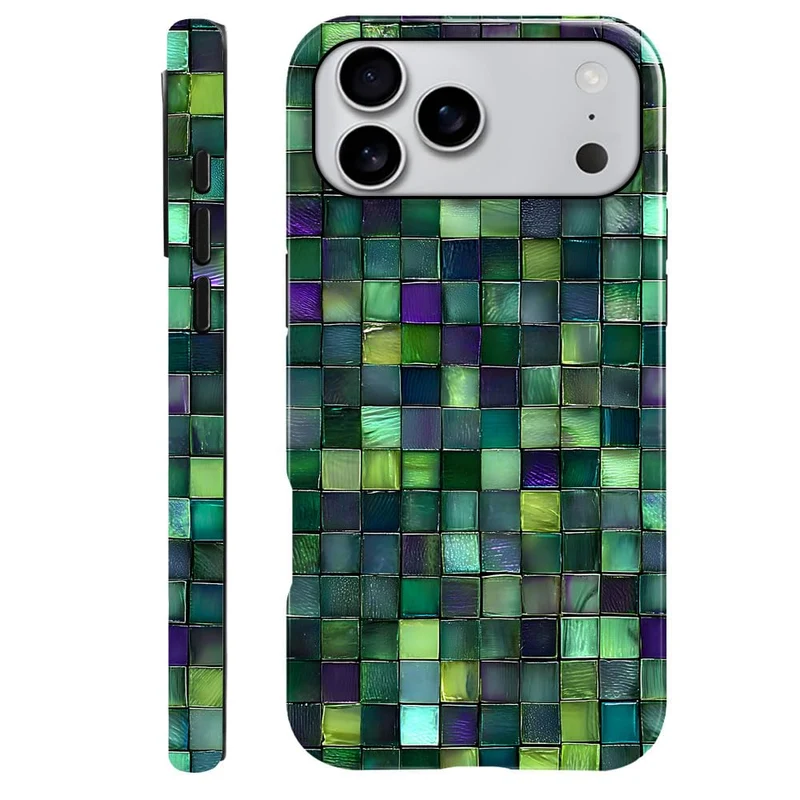 DAIZAG Case Compatible with iPhone 17 Pro Max,Glossy Durable Shock Protection Cover for Girl Women,Mosaic Glass Checkered Style