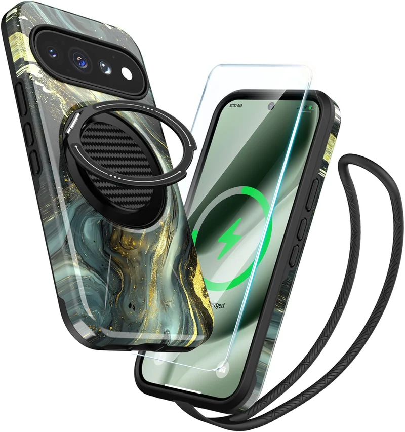 Dretal for Google Pixel 9/9 Pro/10/10 Pro/11/11 Pro Case with Stand,Black
