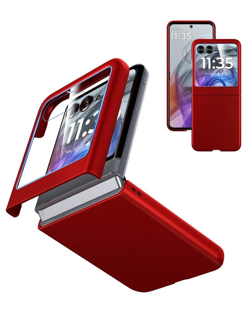 Cresee Case for Motorola Razr 2024/2025 / 2026 with Builtin Cover Screen Protector, Thin Hard Matte Polycarbonate Cover Phone