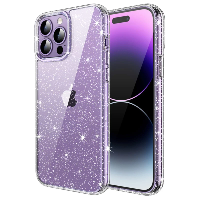 JETech Glitter Case for iPhone 14 Pro, Clear