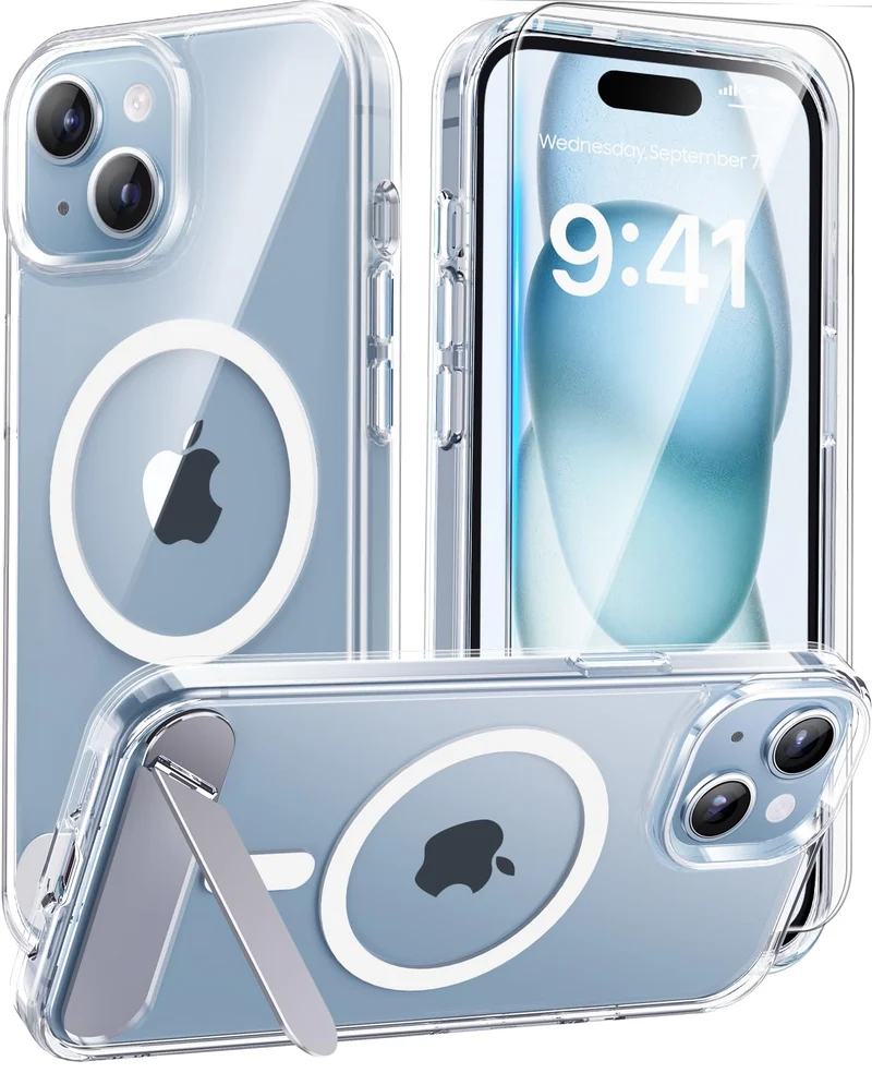 Ratcase Magnetic for iPhone 15 Case with Stand, Clear