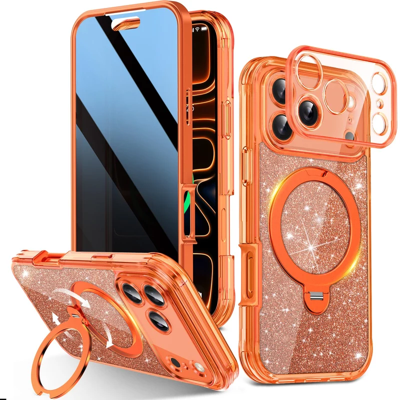 Twinkle Design 360Spin Stand Privacy Case for iPhone 17 Pro Max Orange