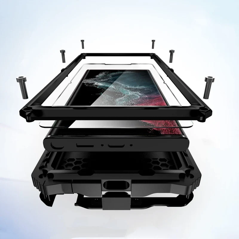 Lunivop for Samsung Galaxy S22 Ultra Metal Heavy Duty 6.8 Inch Case Black