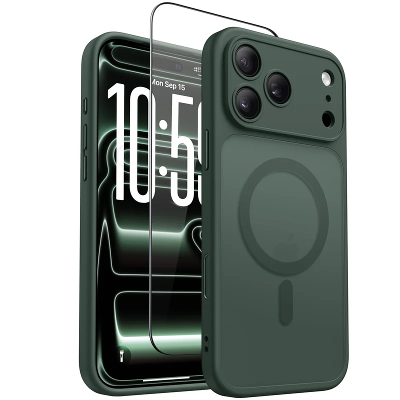 GolbinBox Magnetic & Shockproof for iPhone 17 Pro Case, Forest Green