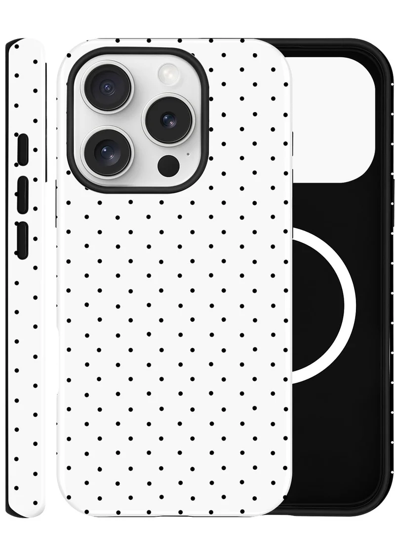 ZOEVEES Cute Polka Dot Magnetic Case for iPhone 16 Pro, White