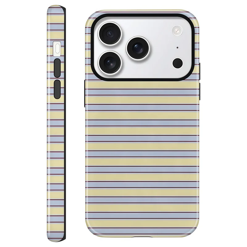 Pajony Yellow Blue Brown Minimalist Striped Case for iPhone 17 Pro