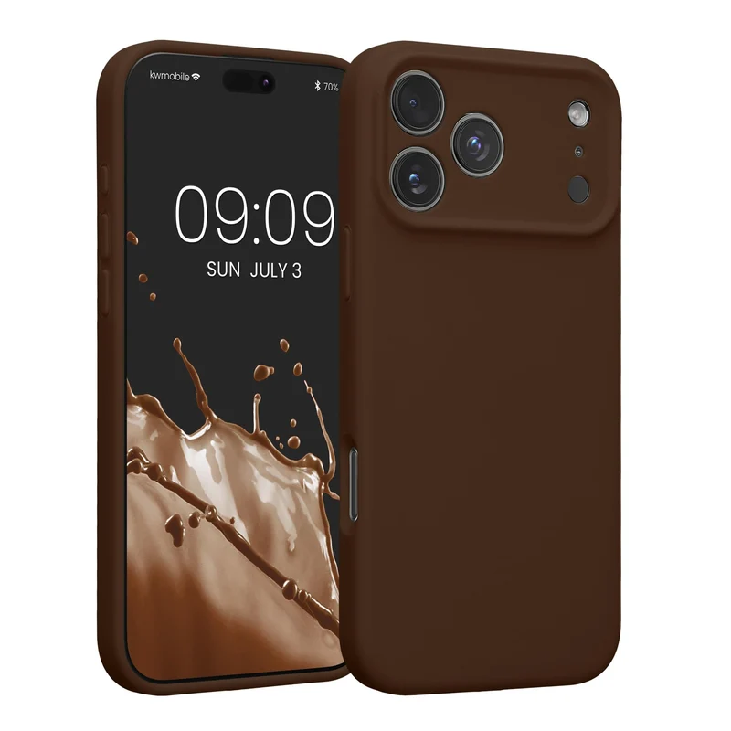 kwmobile Case Compatible with Apple iPhone 17 Pro Max Case Slim TPU Silicone Phone Cover Soft Touch Finish Chocolate