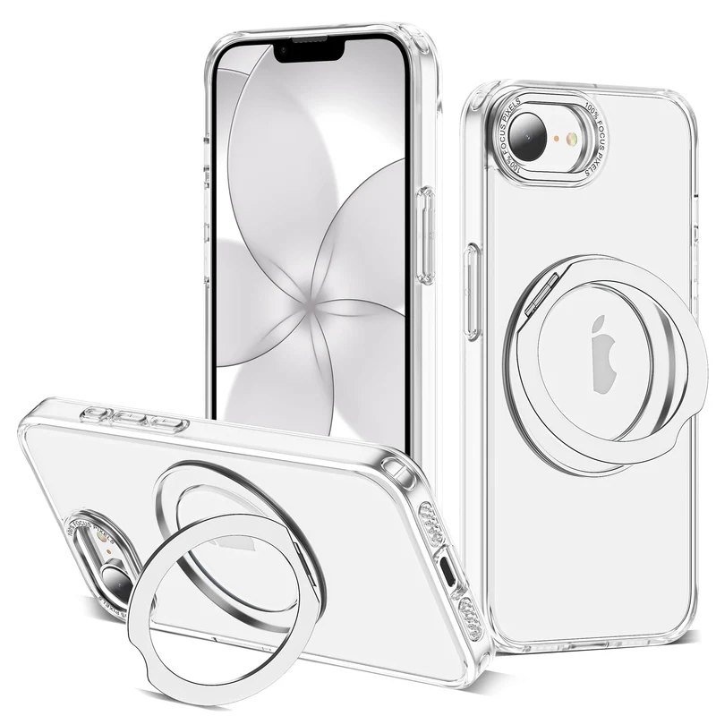Zalinbo for iPhone 16e/17e Case with 360 Spin Magnetic Stand,Clear