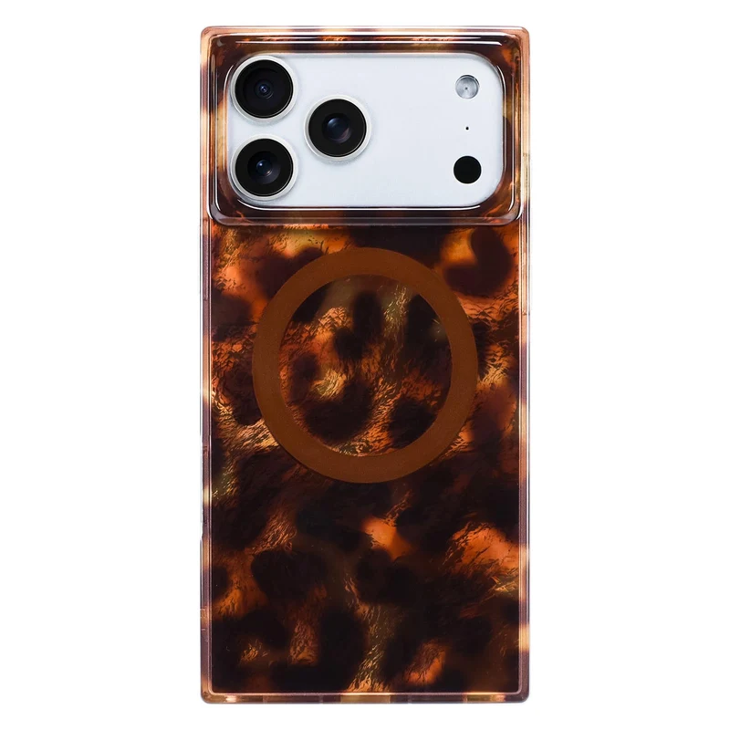 SOKAD Magnetic for iPhone 17 Pro Max Case Cute Rectangle, Amber Leopard