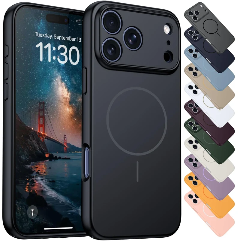 hitfine Magnetic for iPhone 17 Pro Max Case/Phone 18 Pro Max Case,Black
