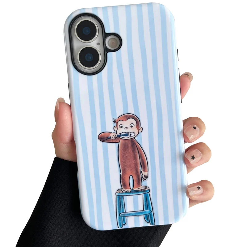 XYUQZQ Brush Teeth Monkey Pattern Phone Case,for iPhone 17